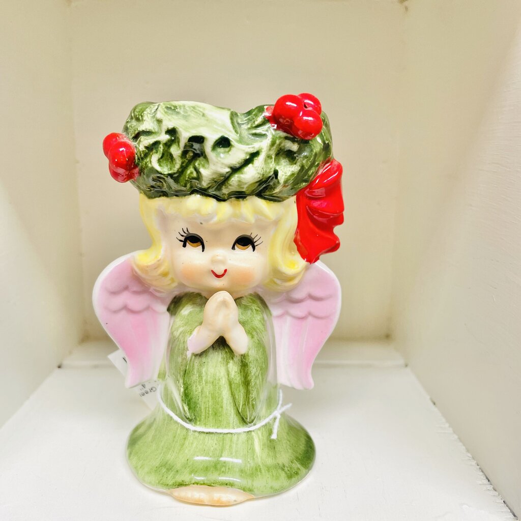 Moxie - Lefton Green Dress Angel Tealight Holder - 4"