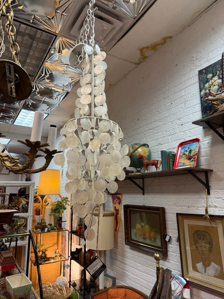 Revitalized Vintage Chandelier with Capiz Shells W0385