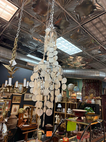 Revitalized Vintage Chandelier with Capiz Shells W0385