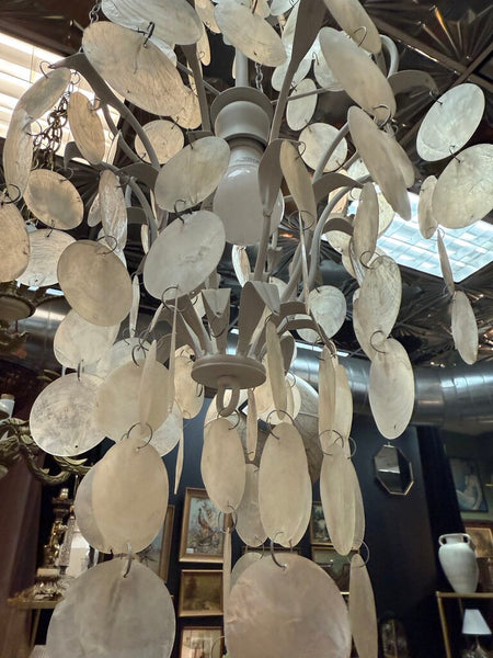 Revitalized Vintage Chandelier with Capiz Shells W0385