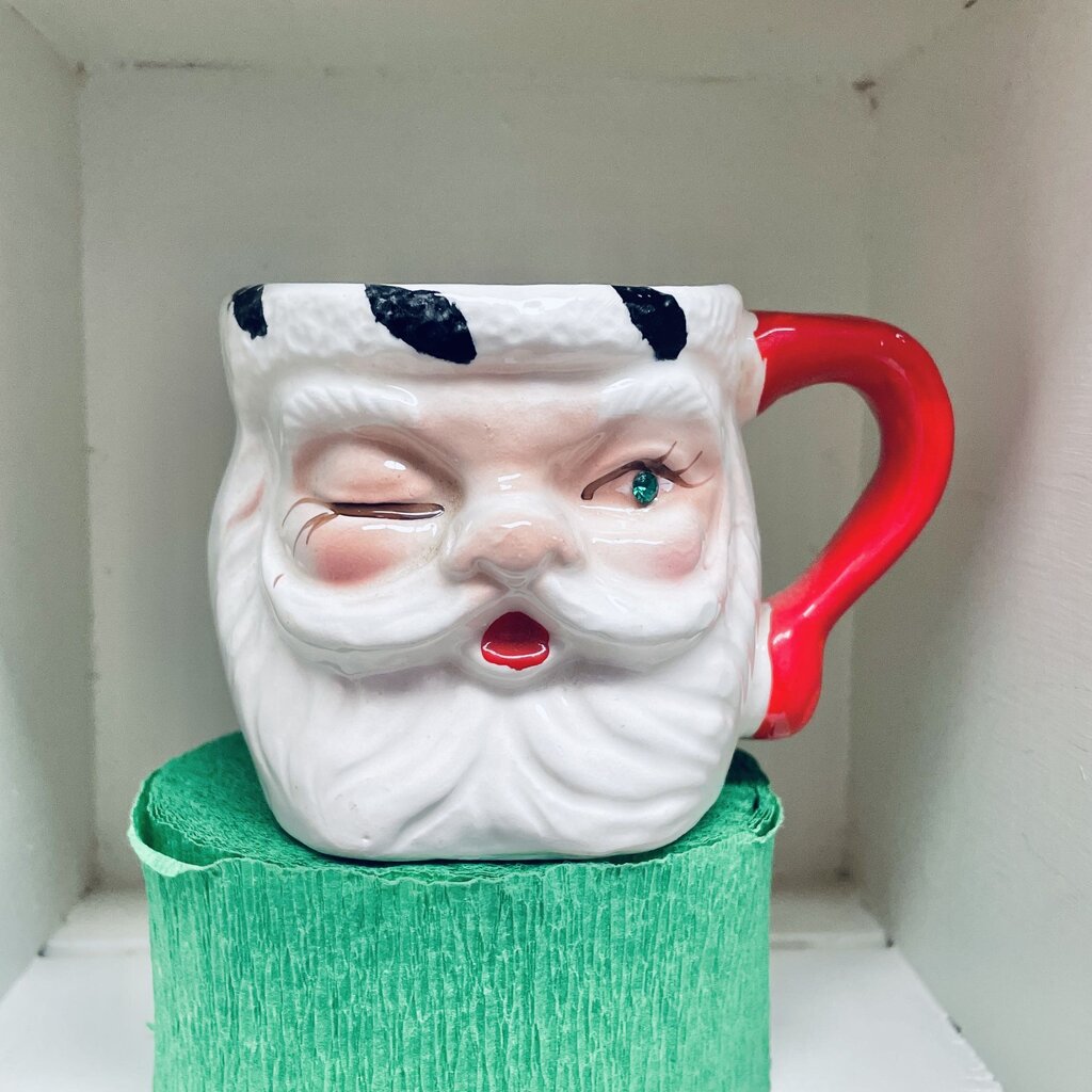 Moxie - Double Sided Santa Mug - Green Rhinestone Eye