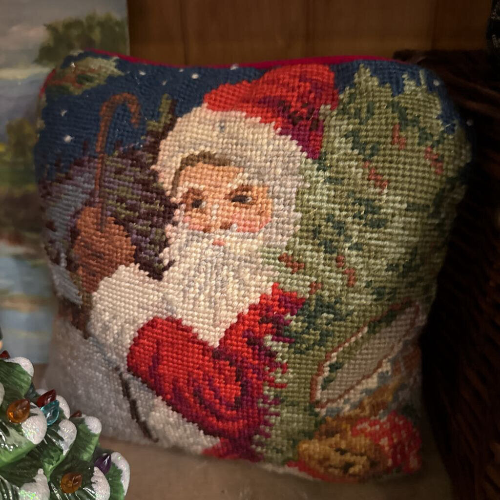 Needlepoint Pillow Santa