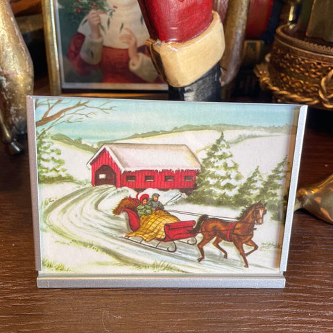 Moxie - Covered Bridge & Sleigh Art - 5 x 3.75"