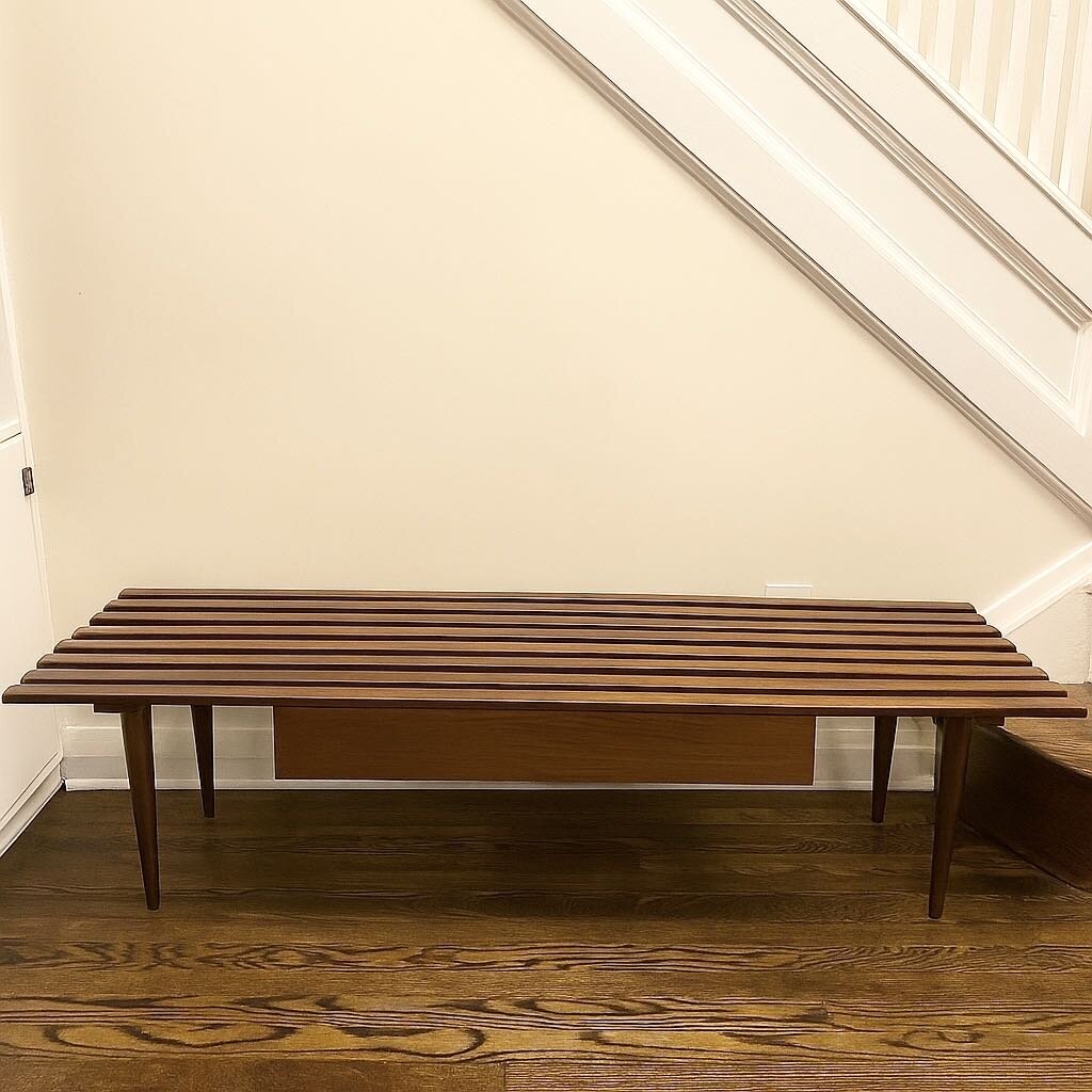 MCM Slat Bench with Drawer W1924 Pick Up Only