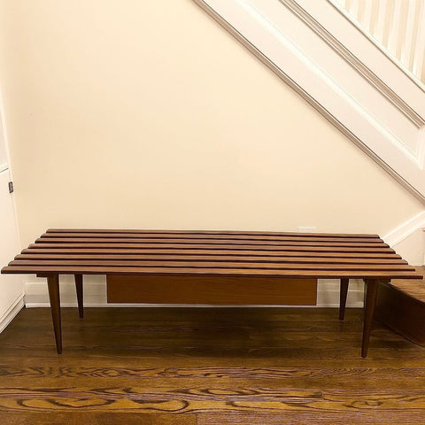 MCM Slat Bench with Drawer W1924 Pick Up Only