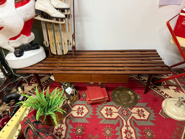 MCM Slat Bench with Drawer W1924 Pick Up Only