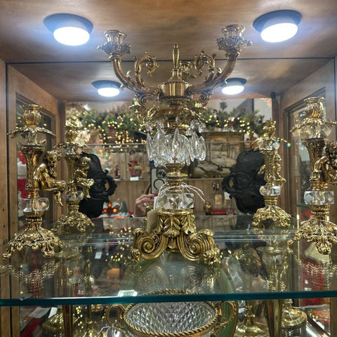 Hollywood Regency Gold/Crystal Candelabra 16x10.5"