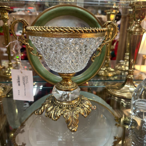 Hollywood Regency Gold /Crystal Compote 8x10"