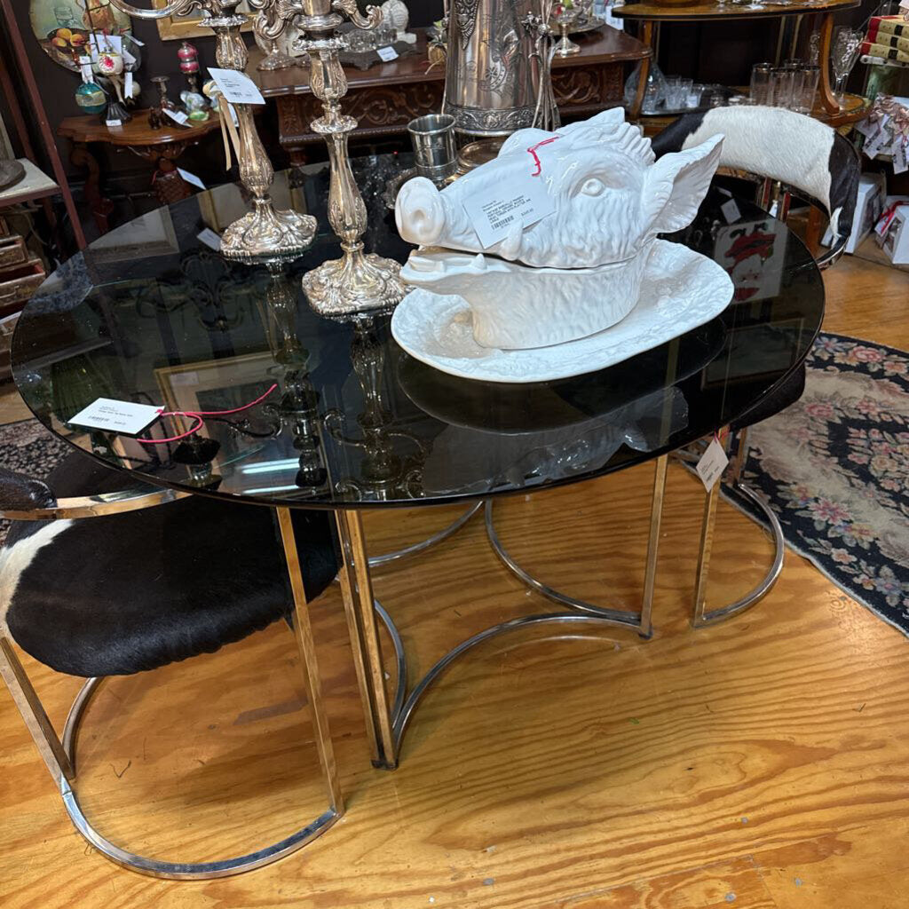 Vintage Glass Top Round Table