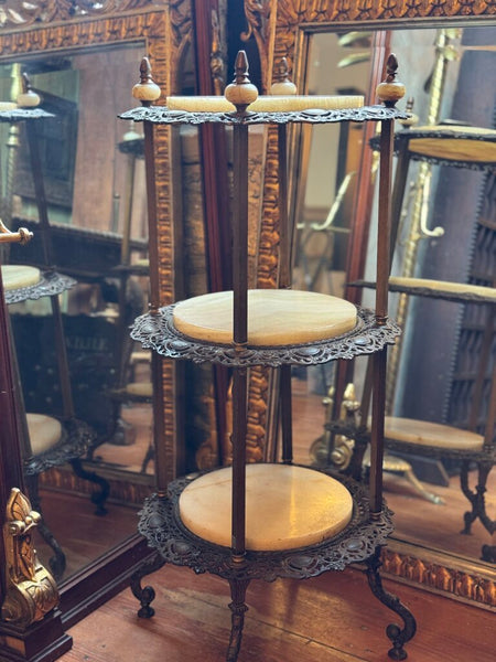 0372 3 tier brass and marble display stand (marble is removable)