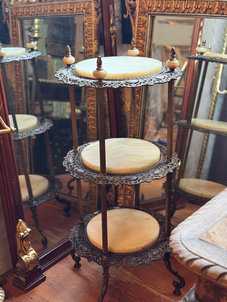 0372 3 tier brass and marble display stand (marble is removable)