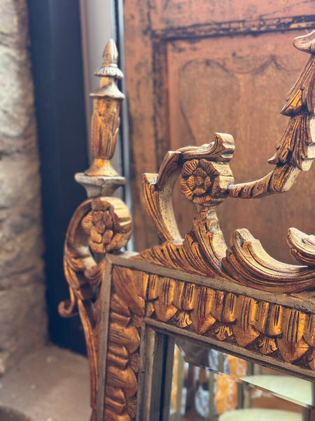 0668 Maitland Smith Ornate Gilt Wood Wall Mirror (as is)