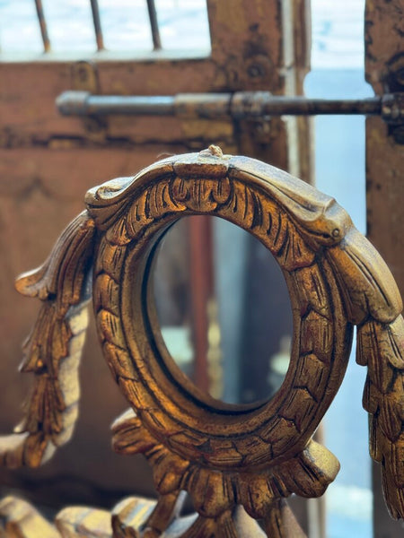 0668 Maitland Smith Ornate Gilt Wood Wall Mirror (as is)