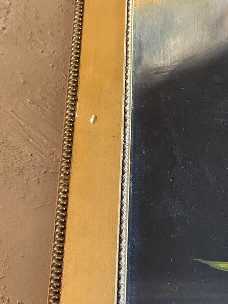 0089 Antique Oil On Academy Board Lily Painting