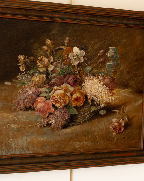 0664 Mixed Pastel Florals In Basket by Artist Carl Mutze C. 1924