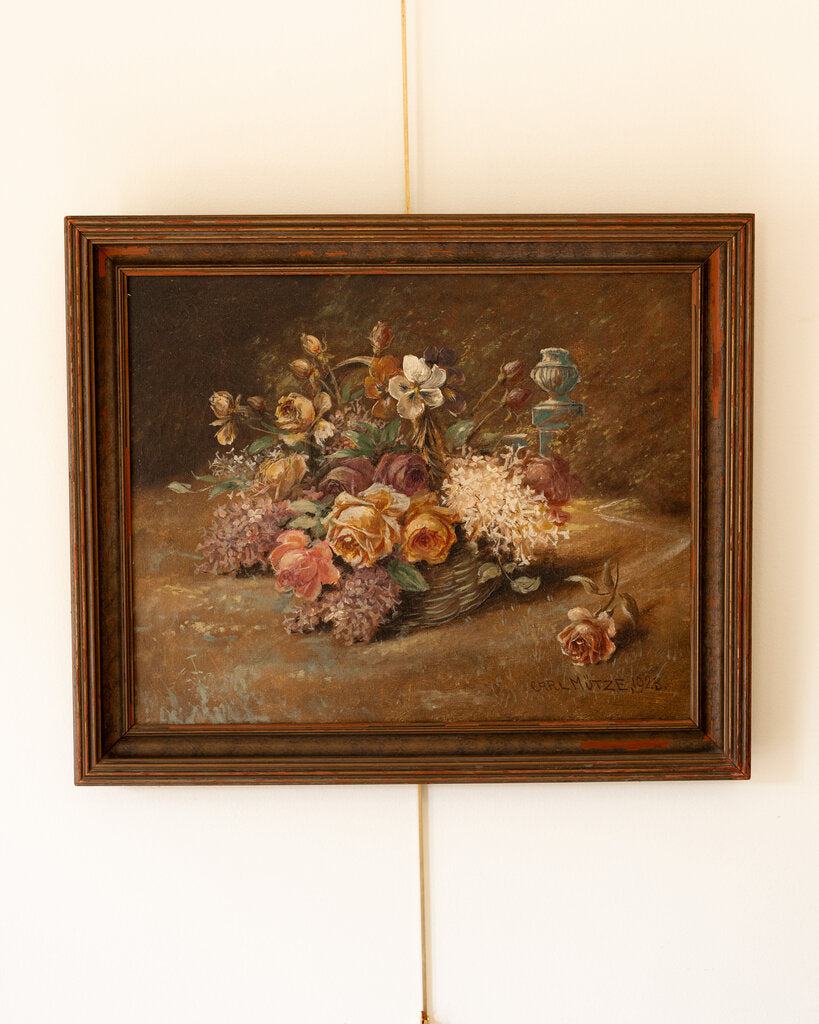 0664 Mixed Pastel Florals In Basket by Artist Carl Mutze C. 1924