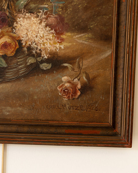 0664 Mixed Pastel Florals In Basket by Artist Carl Mutze C. 1924