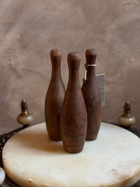 0215 set of 3 primitive bowling mini bowling pins