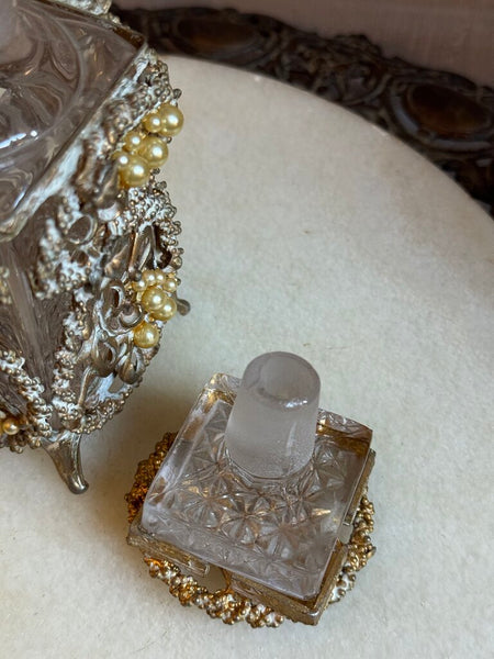 0537 Vintage faux pearl perfume bottle