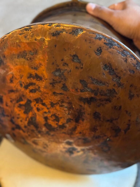 0257 antique copper pot w/handle