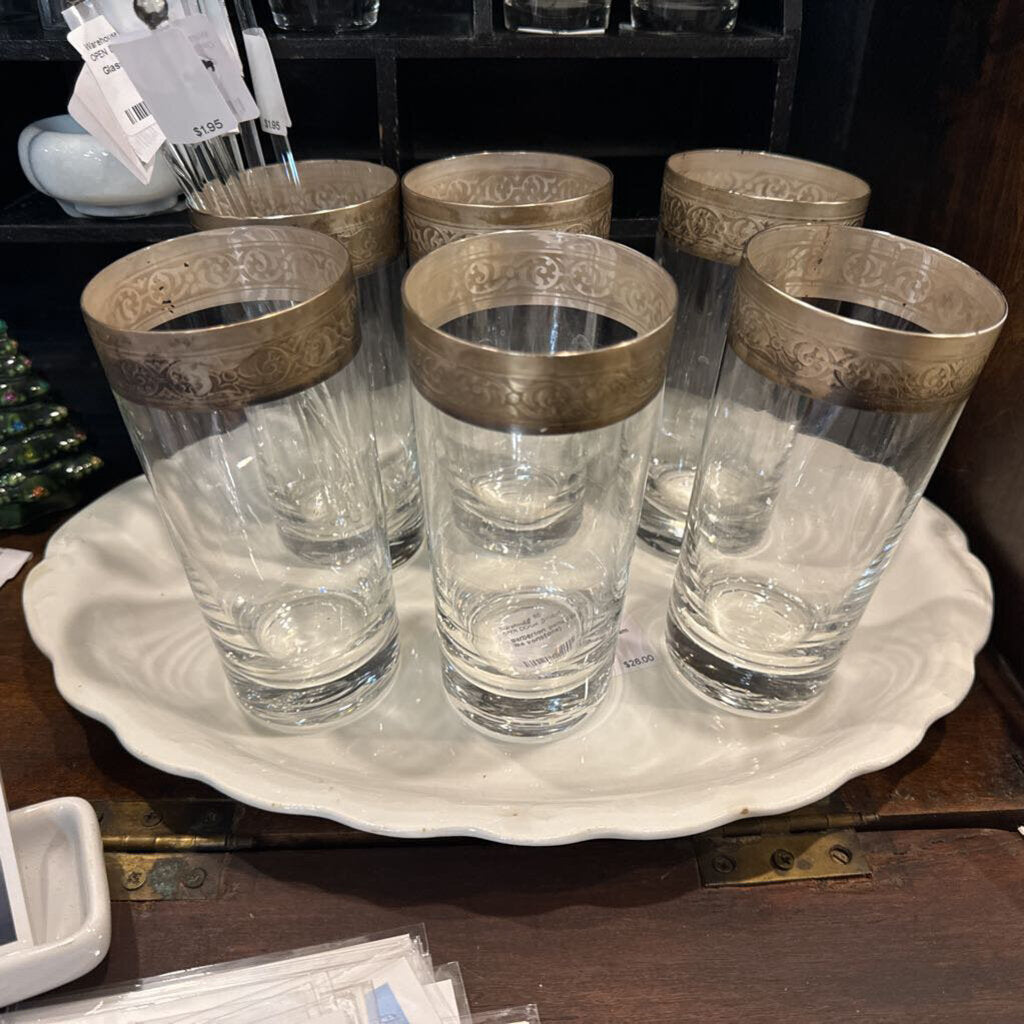 Set of silver lined glasses