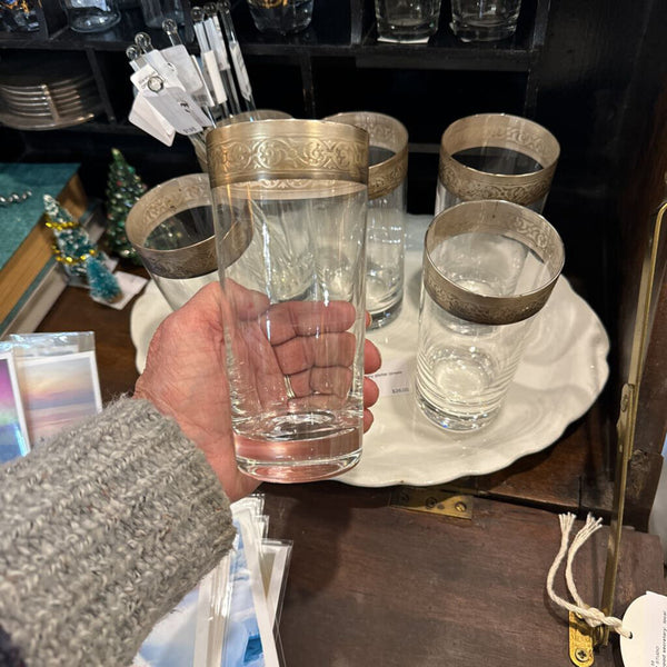 Set of silver lined glasses