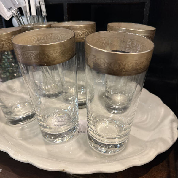 Set of silver lined glasses