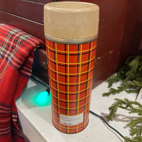 JFV ~ Vintage Thermos yellow - red square plaid