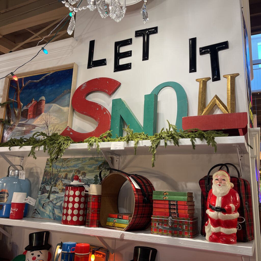 JFV ~ Vintage letters spelling LET IT SNOW