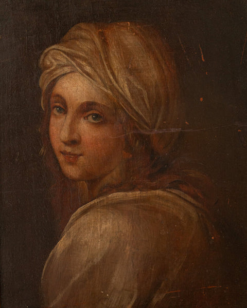 0465 19th Century Portrait of Beatrice Cenci Oil on Board