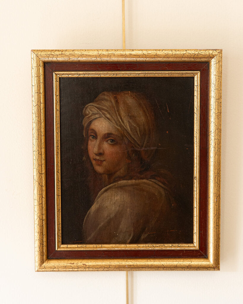 0465 19th Century Portrait of Beatrice Cenci Oil on Board