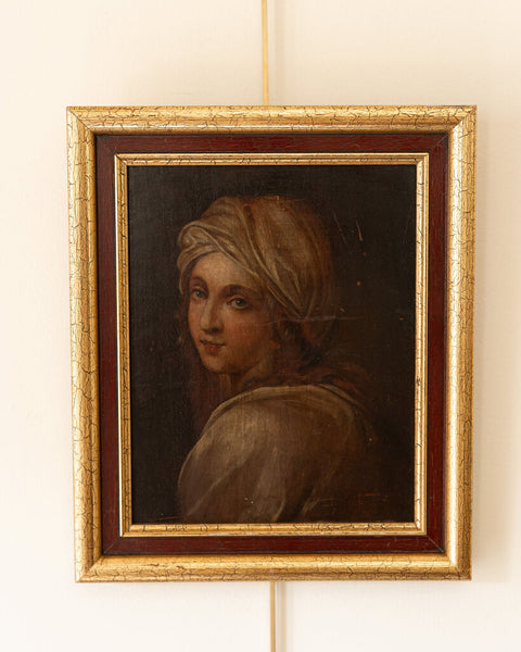 0465 19th Century Portrait of Beatrice Cenci Oil on Board