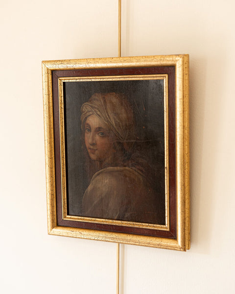 0465 19th Century Portrait of Beatrice Cenci Oil on Board