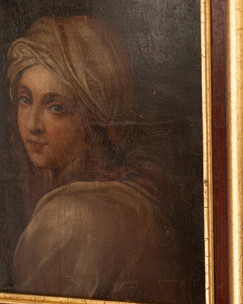 0465 19th Century Portrait of Beatrice Cenci Oil on Board