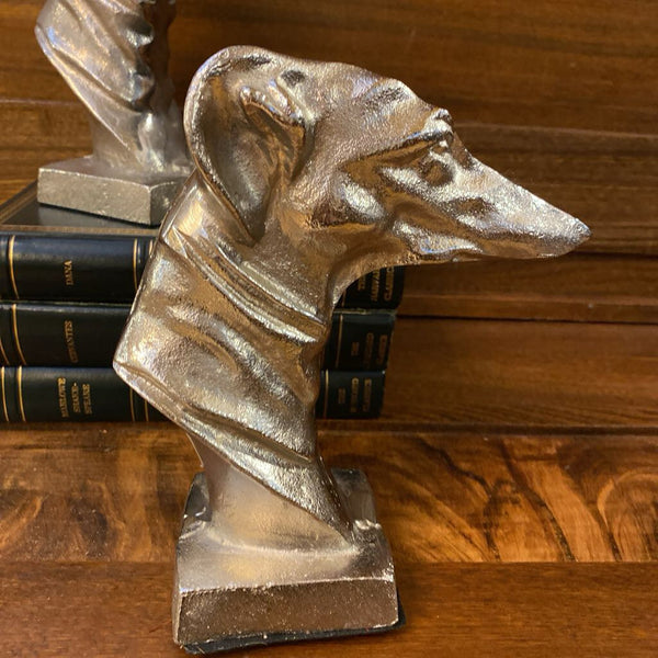 Vintage Cast Metal Whippet Greyhound Bookends 7.5 x 7