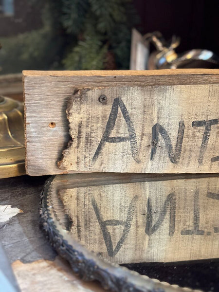 0476 Primitive Wood Antiques Sign