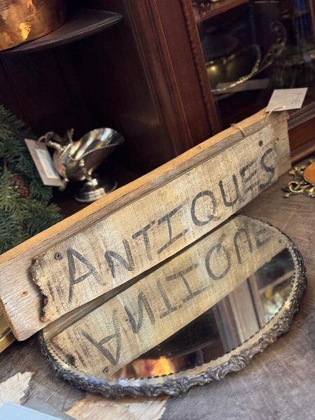 0476 Primitive Wood Antiques Sign