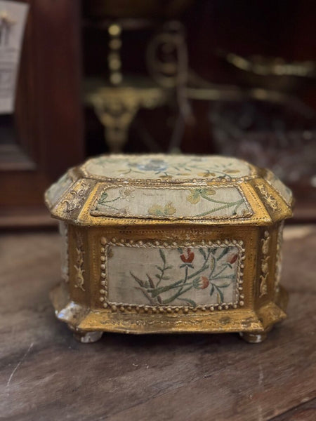 0615 Embroidered fabric wrapped florentine box