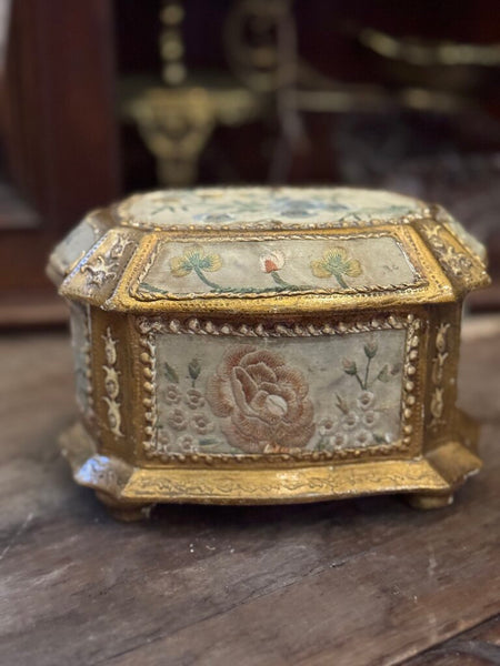 0615 Embroidered fabric wrapped florentine box