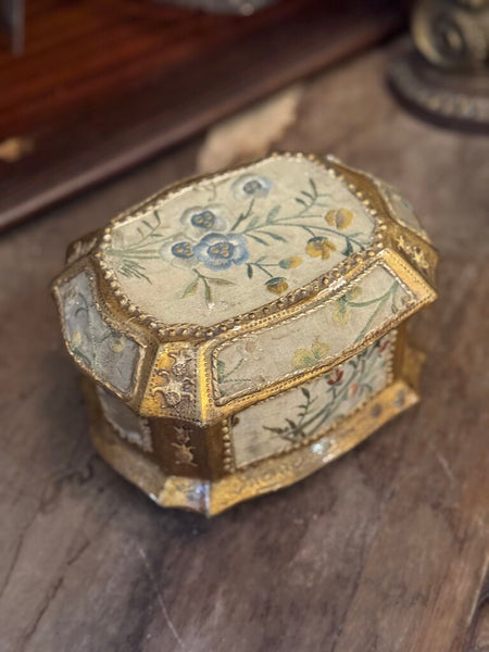 0615 Embroidered fabric wrapped florentine box