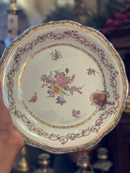 0729 Ceramic floral crest plate