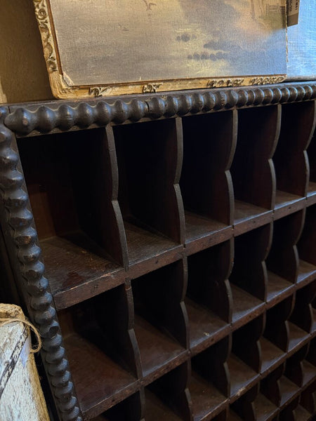 0411 Antique Oak Scalloped Cubby Shelf