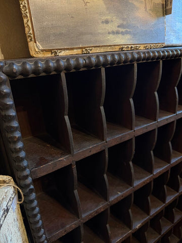 0411 Antique Oak Scalloped Cubby Shelf