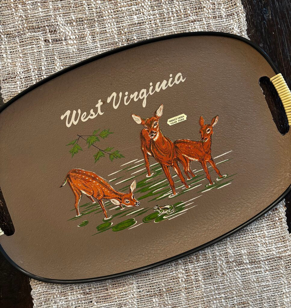Vintage MCM Serving Tray With Deer
