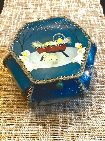 Vtg Crochet Greeting Card Lidded Box