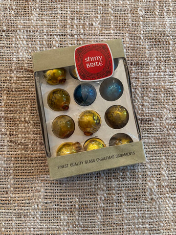 Vintage Shiny Brite Mini Ornaments W/ Box 1"