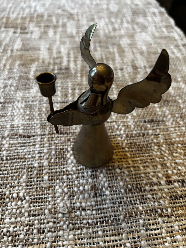 Vintage Small Brass and Copper Angel Candleholder
