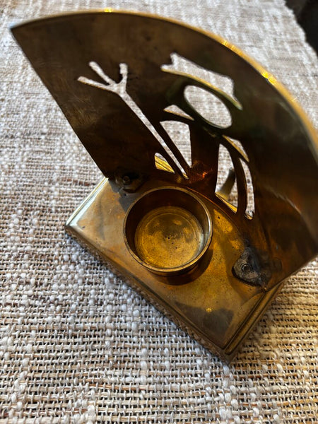 Vtg Heavy Brass Snowman Stocking Holder