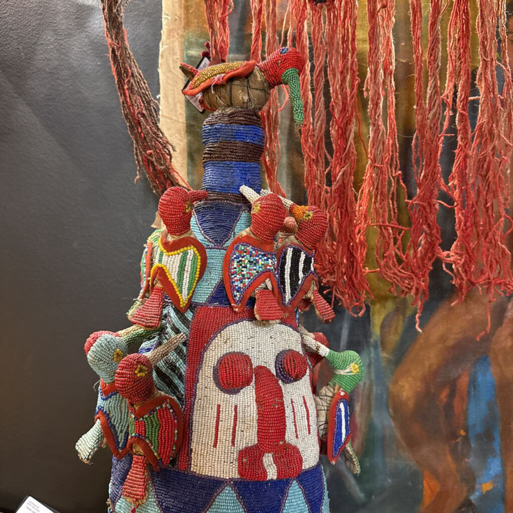 African Yoruba hand beaded hat (bird motif)
