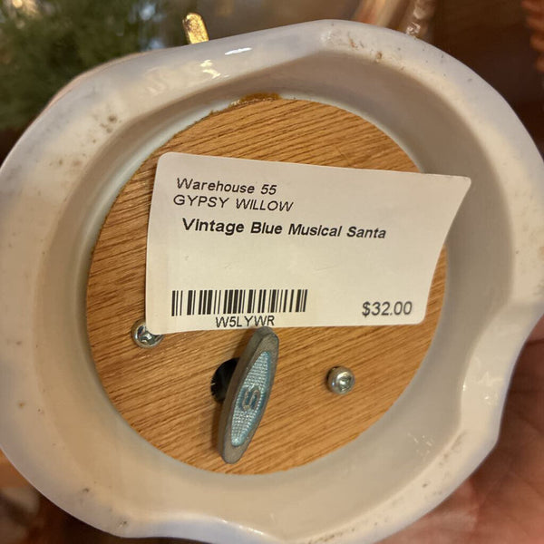 Vintage Blue Musical Santa